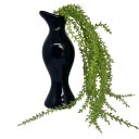 Ver imagem 1 de Vaso preto alto de cerâmica trabalhado com planta caída