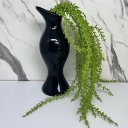 Ver imagem 2 de Vaso preto alto de cerâmica trabalhado com planta caída