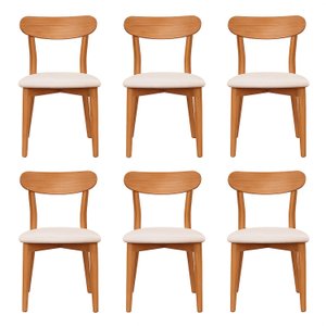 Kit 6 Cadeiras Madeira Maciça Laminadas Ceci CabeCasa MadeiraOriginals