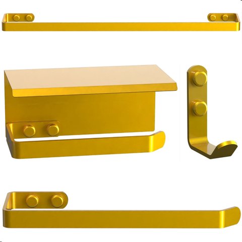 Kit Acessórios para Banheiro Dourado 4 Peças Max