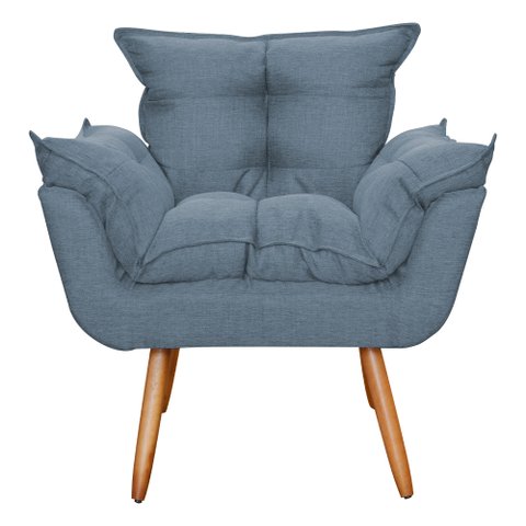 Poltrona Decorativa Opalla Linho Azul - Malta Decor