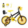 Bicicleta Aro 16 Nylon + Kit Passeio Preta e Amarela - 1