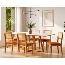 Ver imagem 1 de Mesa Jantar 180cm Retangular 6 Lugares Tampo MDF Off White com Freijó Cadeiras Cesare Terracota