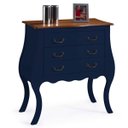 Ver imagem 1 de Cômoda Bombê Linz 3 Gavetas 96 X 90 X 40 Cm (a X L X P) - Cor Azul Petróleo/imbuia Glazer