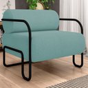 Ver imagem 2 de Poltrona Decorativa para Sala Industrial Kit 2 Kira K04 Bouclê Azul - Mpozenato