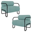 Ver imagem 1 de Poltrona Decorativa para Sala Industrial Kit 2 Kira K04 Bouclê Azul - Mpozenato