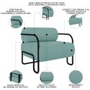 Ver imagem 3 de Poltrona Decorativa para Sala Industrial Kit 2 Kira K04 Bouclê Azul - Mpozenato