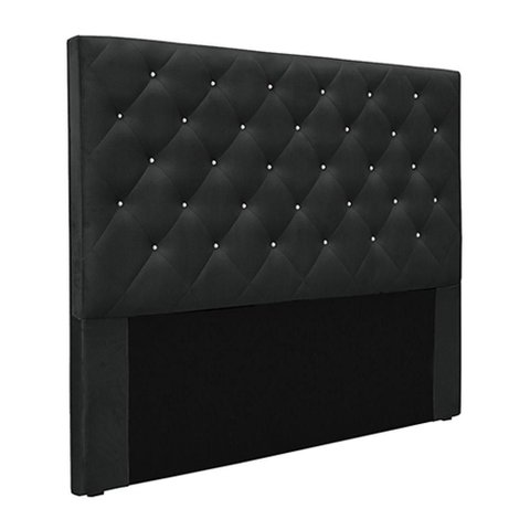 Cabeceira Tàzio Queen Size Estofada MDF-MDP Veludo Preto Gran Belo