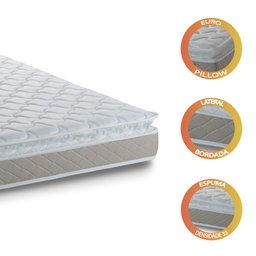 Colchão Solteiro Hellen Espuma D33 Millenium 88x188x19cm Bege/Branco c/ Pillow top  - 3