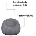 Ver imagem 7 de Kit Poltrona Base Giratória e Puff Concha Decorativo Veludo Cor:cinza