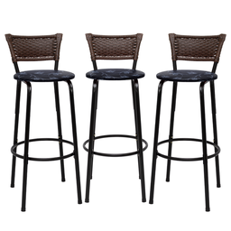 Kit 3 Banquetas para Cozinha Banco Alto Junco Argila Balcão Ilha Bancada Bares Piscina Área Gourmet - 1