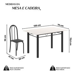 Conjunto de Mesa Tubular 120cm X 75cm Tampo em Vidro com 4 Cadeiras Iris B - 3