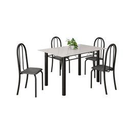 Conjunto de Mesa Tubular 120cm X 75cm Tampo em Vidro com 4 Cadeiras Iris B - 2
