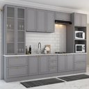Ver imagem 1 de Cozinha Completa Chicago 12 Portas 7 Gavetas 100% Mdf Americana Cinza - Panorama Móveis