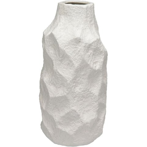 Vaso Decorativo de Cerâmica Branco 38x18x18cm Enfeite Sala Mesa Estante Aparador
