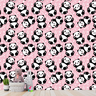 Papel de Parede Adesivo Desenho Panda com Fundo Rosa 3m - 3