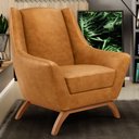 Ver imagem 2 de Poltrona Decorativa Fixa Base de Madeira Castanho Juliet D02 Couríssimo Whisky B-90 - Lyam Decor