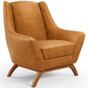 Ver imagem 1 de Poltrona Decorativa Fixa Base de Madeira Castanho Juliet D02 Couríssimo Whisky B-90 - Lyam Decor