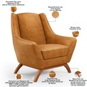 Ver imagem 4 de Poltrona Decorativa Fixa Base de Madeira Castanho Juliet D02 Couríssimo Whisky B-90 - Lyam Decor