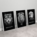 Ver imagem 2 de Kit 3 Quadros Decorativo Dedicação, Fé e Persistência Preto e Branco Sala Quarto Casa Escritório