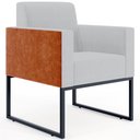 Ver imagem 5 de Kit 3 Poltronas Decorativas Sala Base Fixa Metal Helô L02 Linho Cinza Couríssimo Camel - Lyam