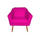 Ver imagem 2 de Kit 2 Poltronas Decorativa Agatha Couro Rosa Pink Pés Madeira Ms Decor