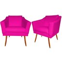 Ver imagem 1 de Kit 2 Poltronas Decorativa Agatha Couro Rosa Pink Pés Madeira Ms Decor