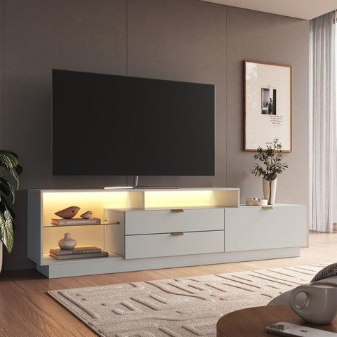 Rack para TV até 55 Polegadas 200cm com LED e 2 Gavetas Arenas