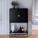 Ver imagem 1 de Balcão Aparador Bar 90cm com 2 Portas Mario Nero/preto A10 - Mpozenato
