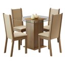 Ver imagem 3 de Conjunto Sala de Jantar Madesa Aline Mesa Tampo de Vidro 4 Cadeiras - Rustic/crema/sintético Bege