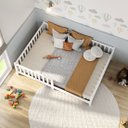 Ver imagem 4 de Cama Casal Infantil Grade Montessori Madeira Chão Branco Eva Idimex