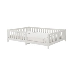 Cama Casal Infantil Grade Montessori Madeira Chão Branco Eva - 6