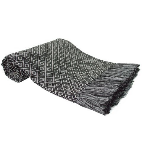 Manta Para Sofá Jacquard Dupla Face Royalle Geo Preto/Branca - 135x200cm