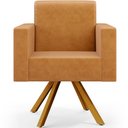 Ver imagem 6 de Kit 04 Poltronas Decorativa Base Giratória de Madeira Helô L02 Couríssimo Whisky - Lyam Decor