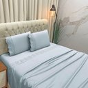 Ver imagem 2 de Jogo de Cama Lençol Casal Nupcial Percal 300 Fios 4 Peças Cinza 100% Poliéster
