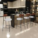 Ver imagem 2 de Kit 04 Banquetas Baixa Cozinha Sala Jantar Bancada Milão L02 Couríssimo Marrom Linho Cinza - lyam de