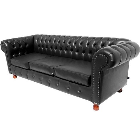 Dois Sofás Chesterfield Luiz XV 2,30 Corano Preto sala de estar/recepção/ barbearia