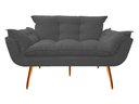Ver imagem 2 de Kit Namoradeira + 1 Poltrona + 1 Puff Decorativo Opala Suede Cinza Pés Madeira Mz Decor