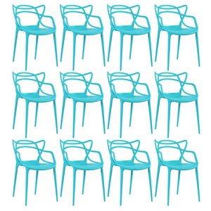 KIT - 12 x Cadeiras Masters Allegra - Azul Tiffany