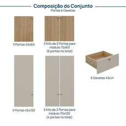 Guarda Roupa 13 Módulos 16 Portas 6 Gavetas Frame Cabecasa MadeiraMadeira   - 4
