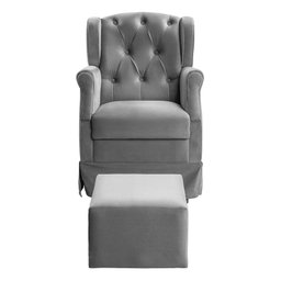 Poltrona Cadeira de Amamentação Balanço + Puff Ternura Veludo - Star Confort - 4