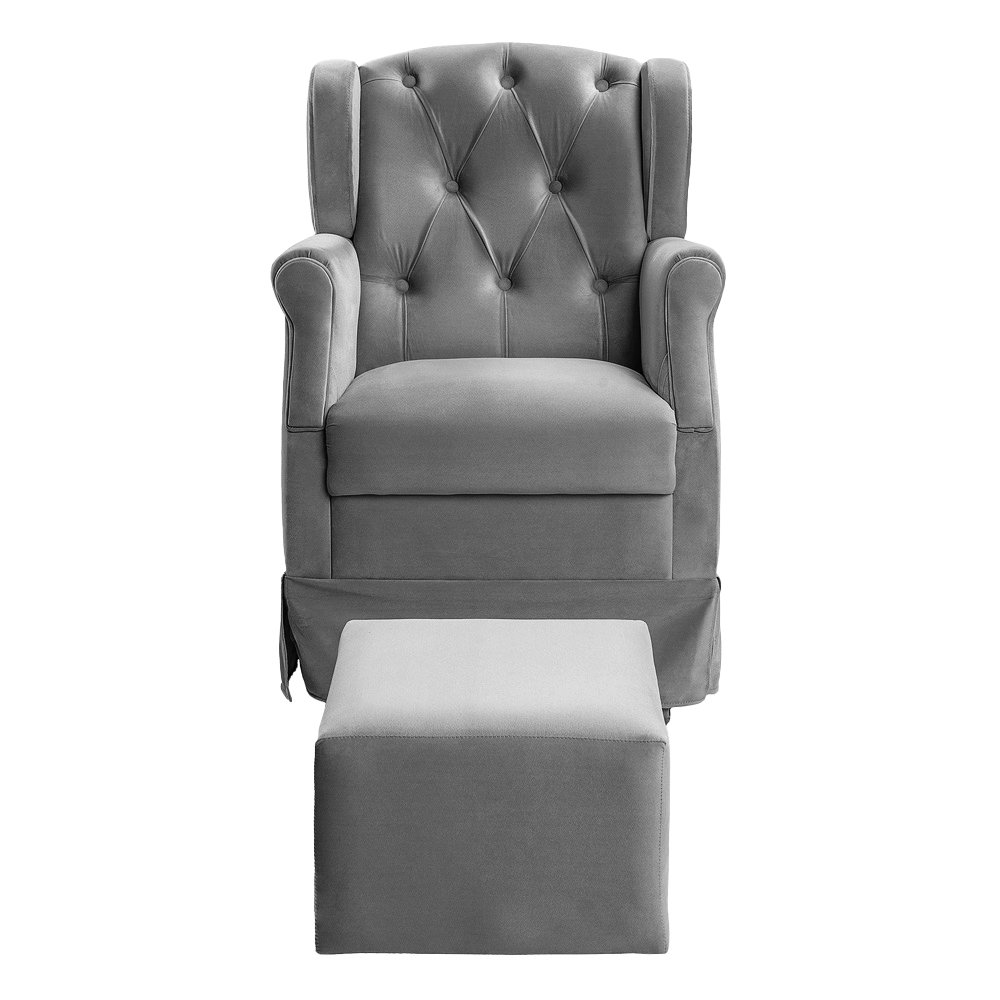 Poltrona Cadeira de Amamentação Balanço + Puff Ternura Veludo - Star Confort - 5