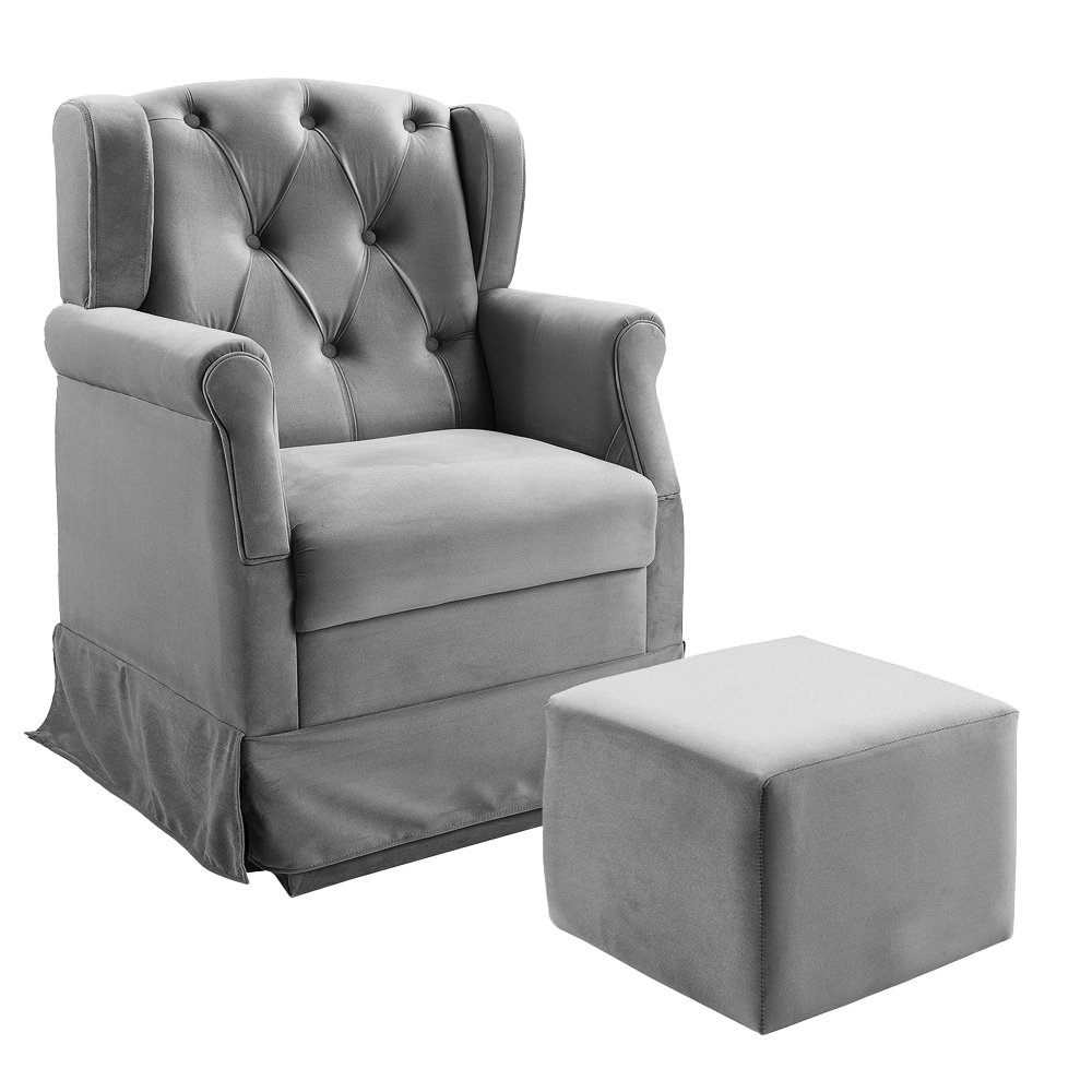 Poltrona Cadeira de Amamentação Balanço + Puff Ternura Veludo - Star Confort