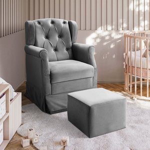 Poltrona Cadeira de Amamentação Balanço + Puff Ternura Veludo - Star Confort