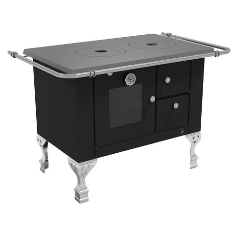 Fogão a Lenha Elegance Master Preto Chapa de Ferro N°01 Esq