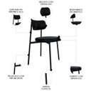 Ver imagem 3 de Cadeira de Jantar Estofada Kit 6 Nyka M25 Sintético Preto - Mpozenato