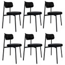 Ver imagem 1 de Cadeira de Jantar Estofada Kit 6 Nyka M25 Sintético Preto - Mpozenato