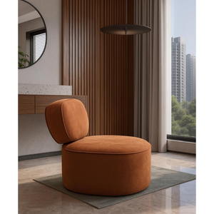 Poltrona Giratória com Encosto Curvo e Base Estofada Capri – Exclusiva Boulclè Terracota