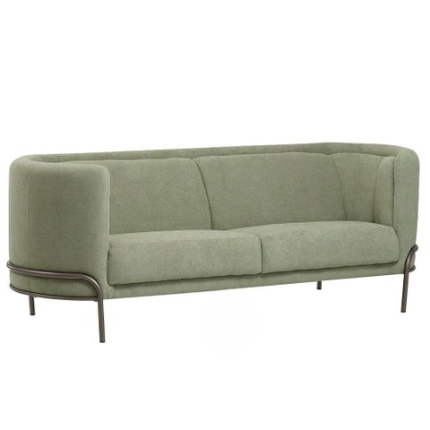 Sofá Luminne 3 Lugares 180cm Base Titânio Bouclé Verde Claro - Nexta Casa