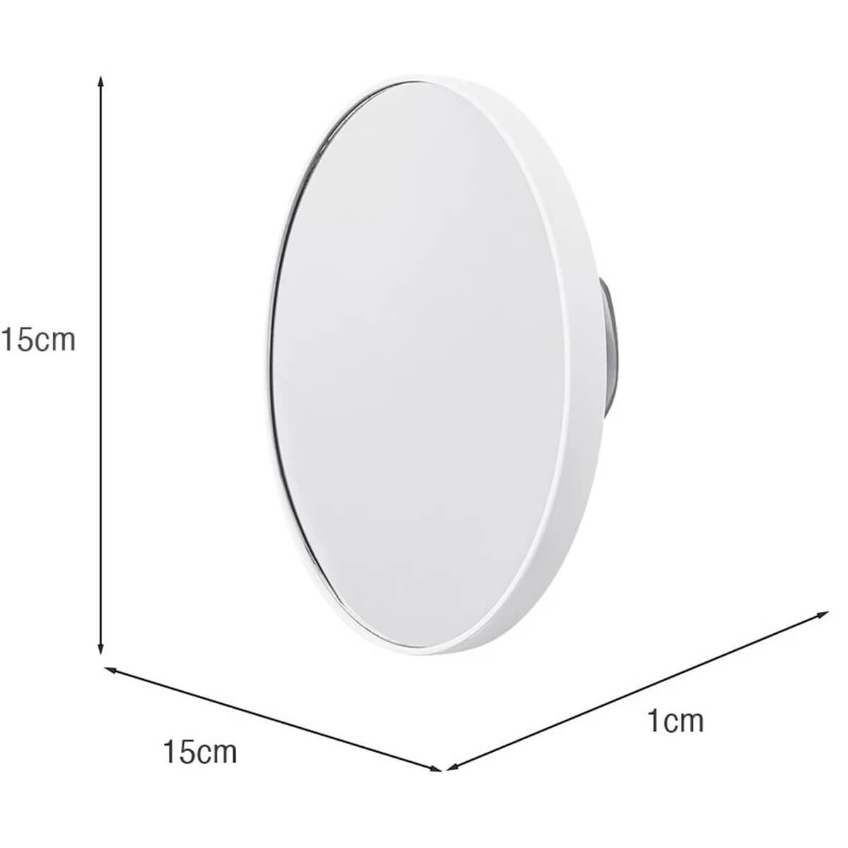 Espelho de Aumento Redondo Branco com 2 Ventosas para Banheiro 14cm UZ - 3